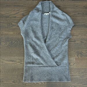 Vince Gray Wrap-Front Short Sleeve Cardigan